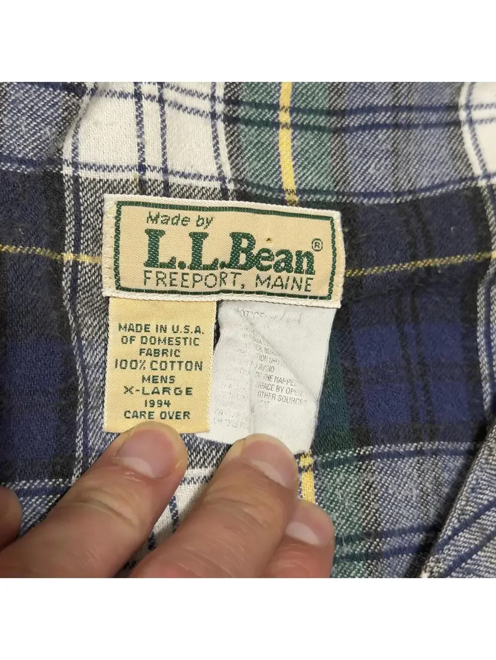 Vtg 1994 LL Bean Flannel Nightshirt Mens XL Made USA Plaid